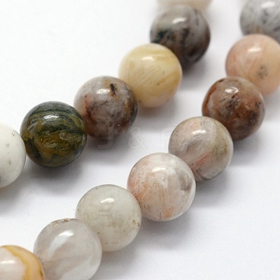 Natural Bamboo Leaf Agate Beads Strands G-I199-13-10mm-1