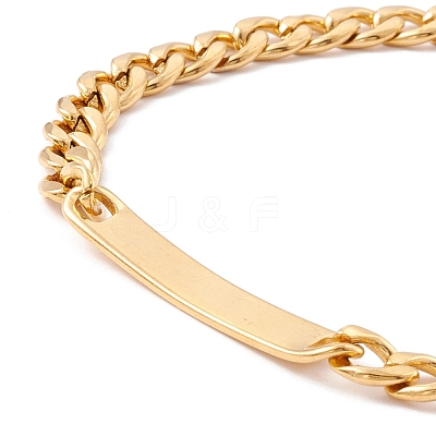 Ion Plating(IP) 304 Stainless Steel Curb Chain with Bar Link Bracelet for Men Women BJEW-F428-01B-G-1