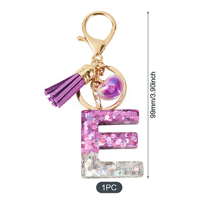Alloy Resin Heart Keychains KEYC-TADJ0002-01G-E-1