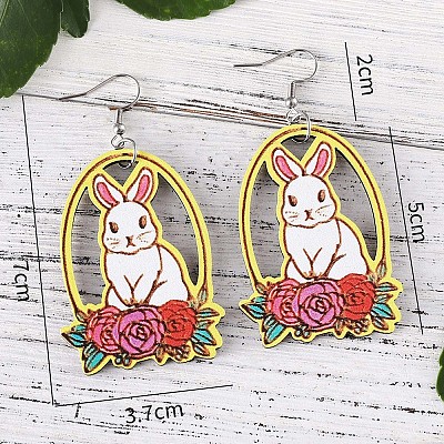 Easter Wood Dangle Earrings FS-WGE0D87-02-1