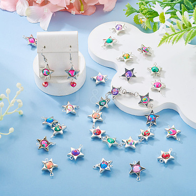 20Pcs Polymer Clay Star & CCB Frame Links Connector Charms CLAY-TADJ0001-06-1