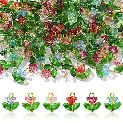 Glass Flower Pendants PALLOY-CJ00038-1