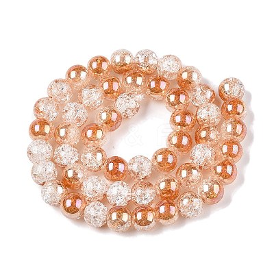 Electroplated Crackle Glass Beads Strands X-EGLA-N014-8mm-01-1