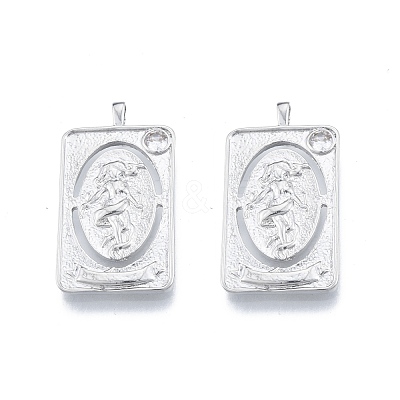 Brass Micro Pave Clear Cubic Zirconia Pendants KK-G432-19P-1