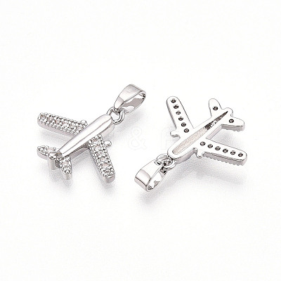 Brass Micro Pave Cubic Zirconia Pendants KK-T070-82P-1