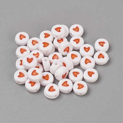 Acrylic Enamel Beads OACR-WH0003-04C-1