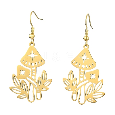 Hollow Mushroom 201 Stainless Steel Dangle Earrings EJEW-TA00389-01-1