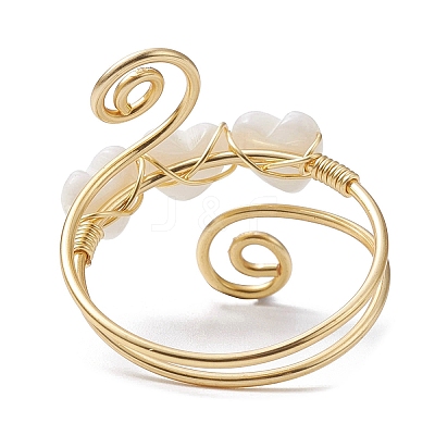 Natural Shell Heart Cuff Ring RJEW-JR00644-02-1