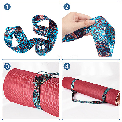 4Pcs 4 Colors Printed Polyester Cotton Ice Skate Shoulder Strap AJEW-CP0001-90-1