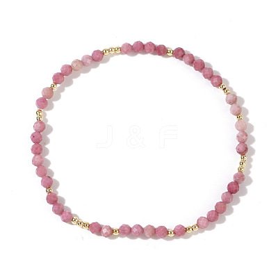 Natural Rhodonite Round Beads Stretch Bead Bracelets for Women CQ7665-1-1