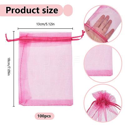100Pcs Organza Bags Jewellery Storage Pouches Wedding Favour Party Mesh Drawstring Gift OP-SP0001-01C-1