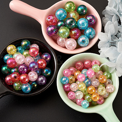 Transparent Crackle Acrylic Beads CACR-TA0001-03-1