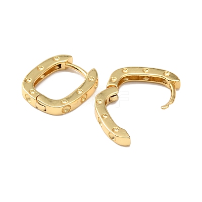 Brass Oval with Polka Dot Hoop Earrings for Woman EJEW-F314-02A-G-1