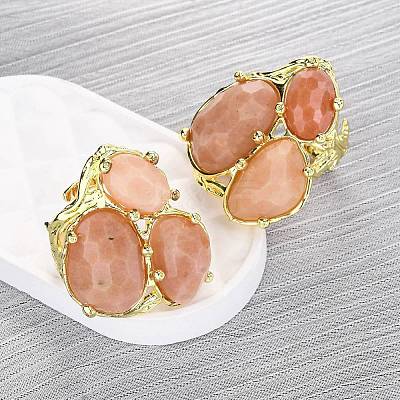 Natural Quartz Cuff Rings RJEW-M076-06G-01-1