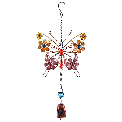 Butterfly Glass & Acrylic Wind Chimes HJEW-WH0042-89-1