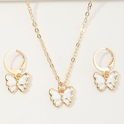 Butterfly Alloy Enamel Pendant Necklace & Earring Sets for Children FS-WGE37FF-08-1