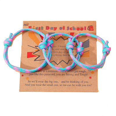 3Pcs 3 Styles Polyester First Day of School Bracelets FS-WG342D8-09-1
