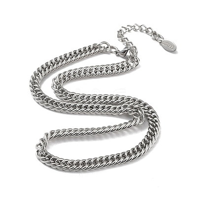 Non-Tarnish 304 Stainless Steel Cuban Link Chain Necklace NJEW-D045-04P-1