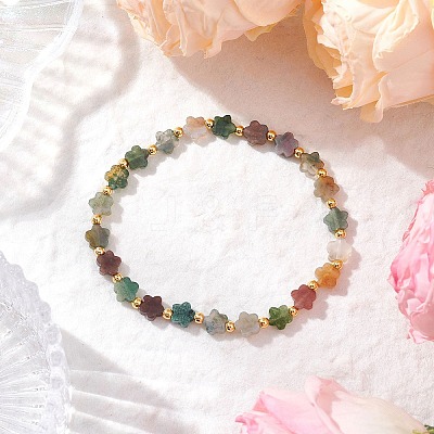 Natural Indian Agate Beads Stretch Bracelets for Women BJEW-JB11768-01-1