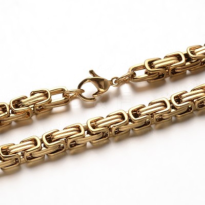 Trendy 304 Stainless Steel Byzantine Chain Bracelets X-BJEW-L510-10-1