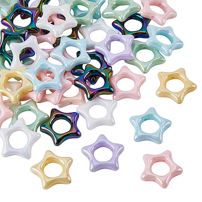 50Pcs UV Plating Rainbow Iridescent Acrylic Bead Frames PACR-SP0001-04-1