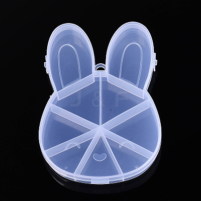 Easter Rabbit 9 Grids Plastic Bead Storage Containers with Hinged Lid X-CON-T001-07-1