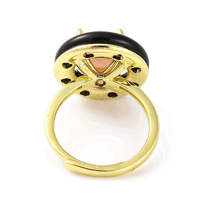 Rack Plating Round Brass Enamel Adjustable Rings RJEW-U004-01B-G-1
