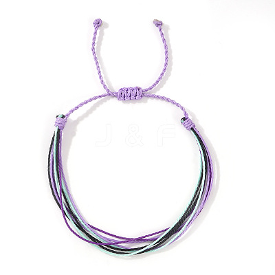 Adjustable Synthetic Fiber & Plush Cord Braided Bracelets AK4281-4-1