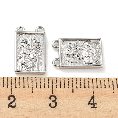 Rack Plating Brass Rectangle Charms with 2 Loops KK-Q804-28P-1