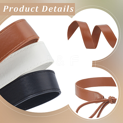 3Pcs 3 Colors Bowknot PU Leather Wrap Around Waist Bands AJEW-CL0003-46-1