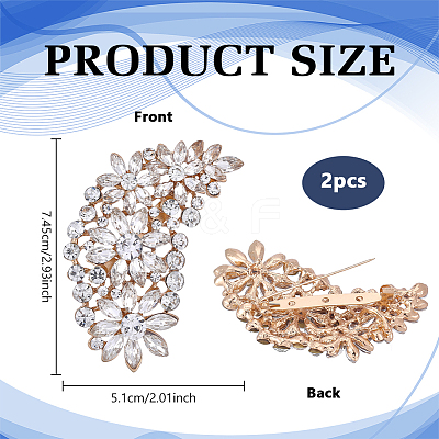 2Pcs Flower Alloy Rhinestone Brooch JEWB-FG0001-70C-1