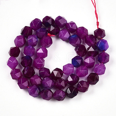 Dyed Natural White Jade Beads Strands X-G-T139-8mm-45L-1