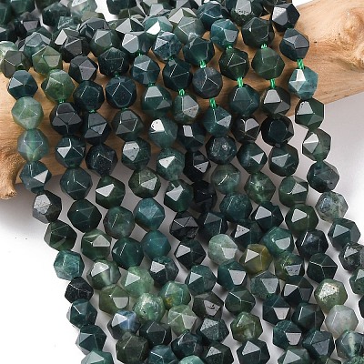 Natural Moss Agate Beads Strands G-F523-37-6mm-1