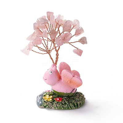 Natural Rose Quartz Chips & Resin Pedestal Display Decorations DJEW-A001-03D-1