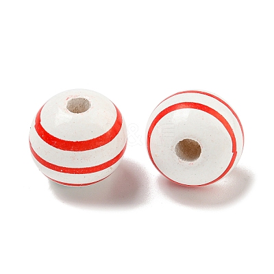 Printed Wood European Beads WOOD-G022-14B-1