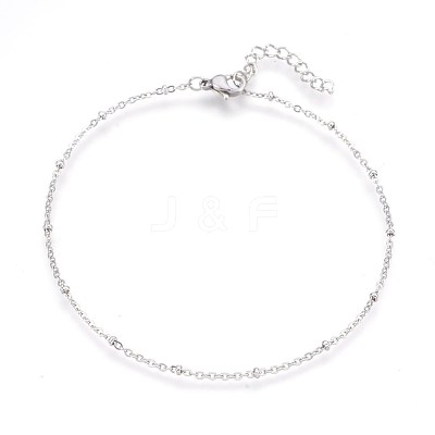 Tarnish Resistant 304 Stainless Steel Cable Chain Anklets AJEW-P069-01P-1