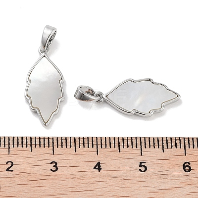 Brass Pave Natural Shell Pendants KK-C051-16P-1