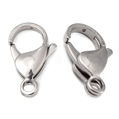 Tarnish Resistant Polished 316 Surgical Stainless Steel Lobster Claw Clasps STAS-R072-18A-1