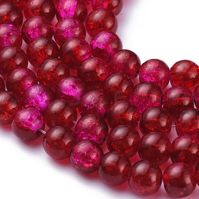 Spray Painted Crackle Glass Beads Strands CCG-Q002-8mm-08-1