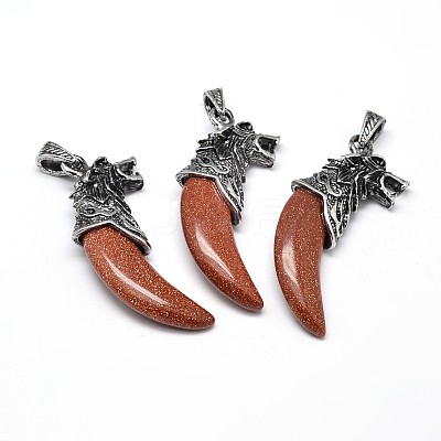 Antique Silver Zinc Alloy Natural & Synthetic Mixed Stone Big Pendants G-F228-63-FF-1