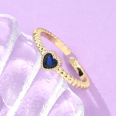 Brass Micro Pave Cubic Zirconia Cuff Rings RJEW-M138-11G-1