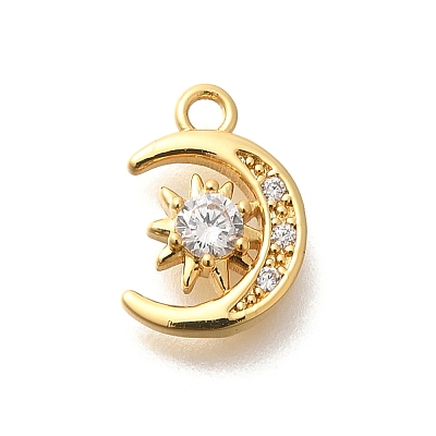 Rack Plating Brass Micro Pave Cubic Zirconia Pendants KK-M296-17G-1