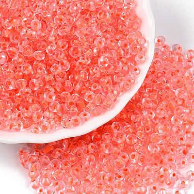 6/0 Inside Colours Transparent Glass Seed Beads X1-SEED-T007-07H-1
