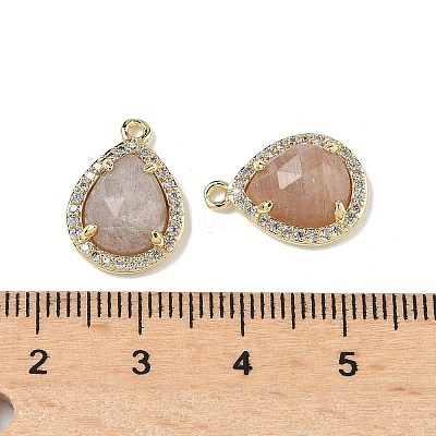Natural Peach Moonstone Faceted Teardrop Pendants G-U028-02G-01-1