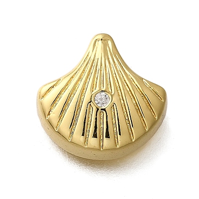 Brass Micro Pave Clear Cubic Zirconia Charms KK-B136-10G-03-1