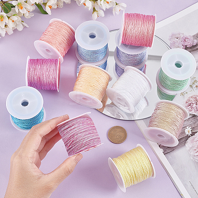 12 Rolls 12 Colors Polyester Braided Thread OCOR-PH0002-57-1