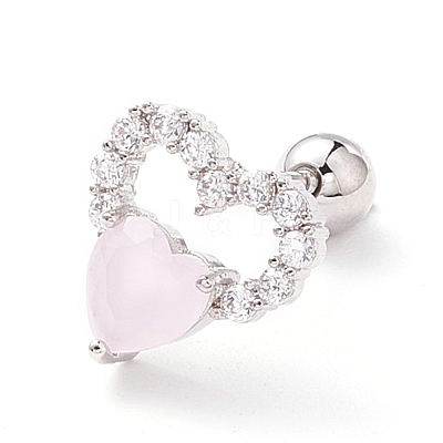 Double Heart Cat Eye Stud Earrings for Women EJEW-A065-13P-1