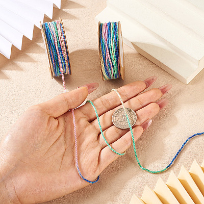 2 Rolls Segment Dyed Cotton Twisted String Cord OCOR-TA0002-95C-1