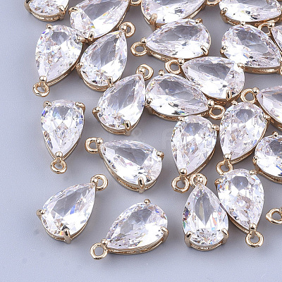 Transparent Glass Charms X-GLAA-T007-11G-1