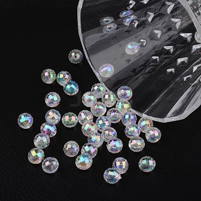 Faceted Eco-Friendly Transparent Acrylic Round Beads X-TACR-K001-6mm-22-1